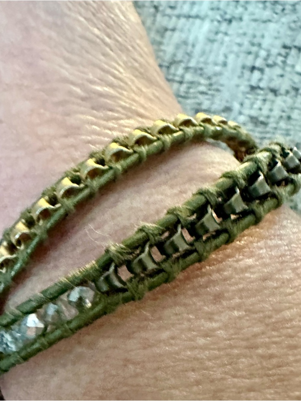 Chan Luu Olive Green Button Accent Bracelet